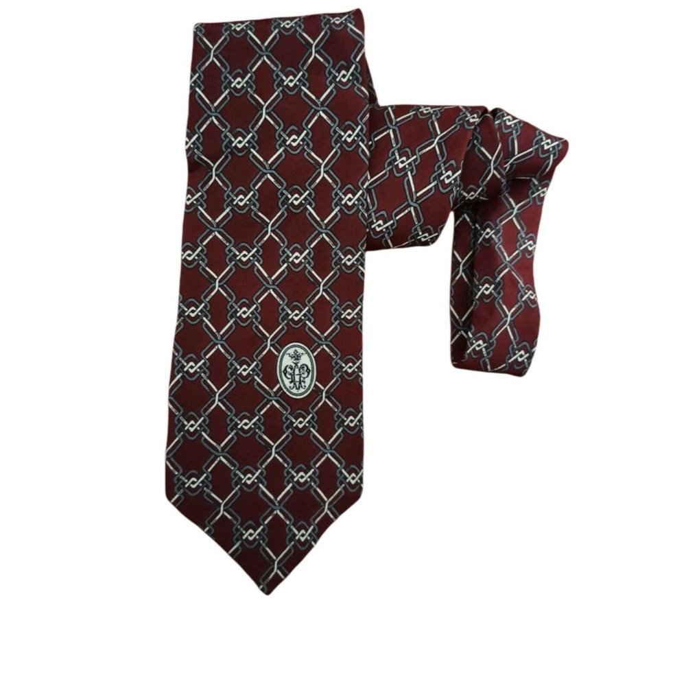 EMILIO PUCCI Red Geometric Logo Silk Tie ITALY 56”/ 3.2” EC